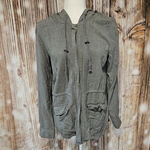Sunday women's grey full zip hooded lightweight jacket size small